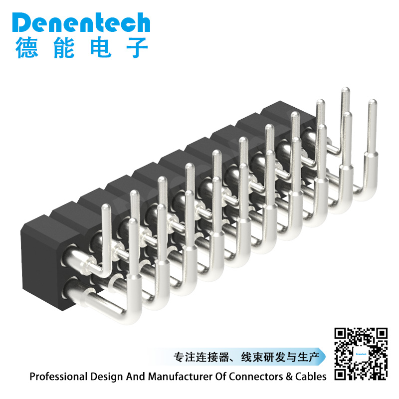 Denentech good quality 2.00MM machined female header H2.80xW4.20 dual row right angle machined pin header 